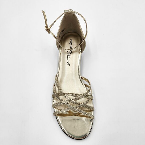 Easy Street Women Gold Glitter Tarrah Ankle Strap Wedge Evening Sandals Size 8.5 - Picture 7 of 7